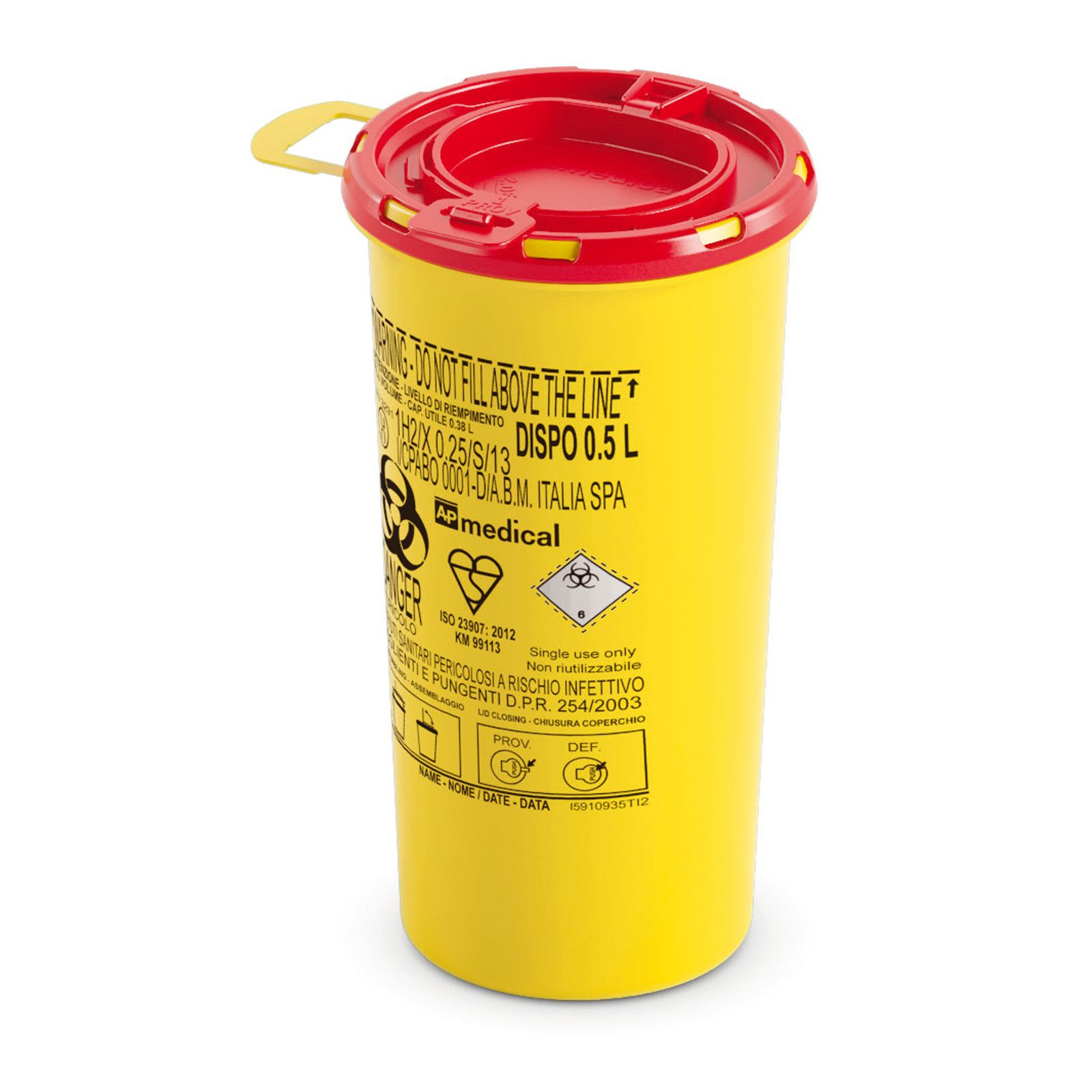 DISPO Контейнер для збору та утилізації голок і медичних відходів ємкість 0,5 л. (з PP, круглий)